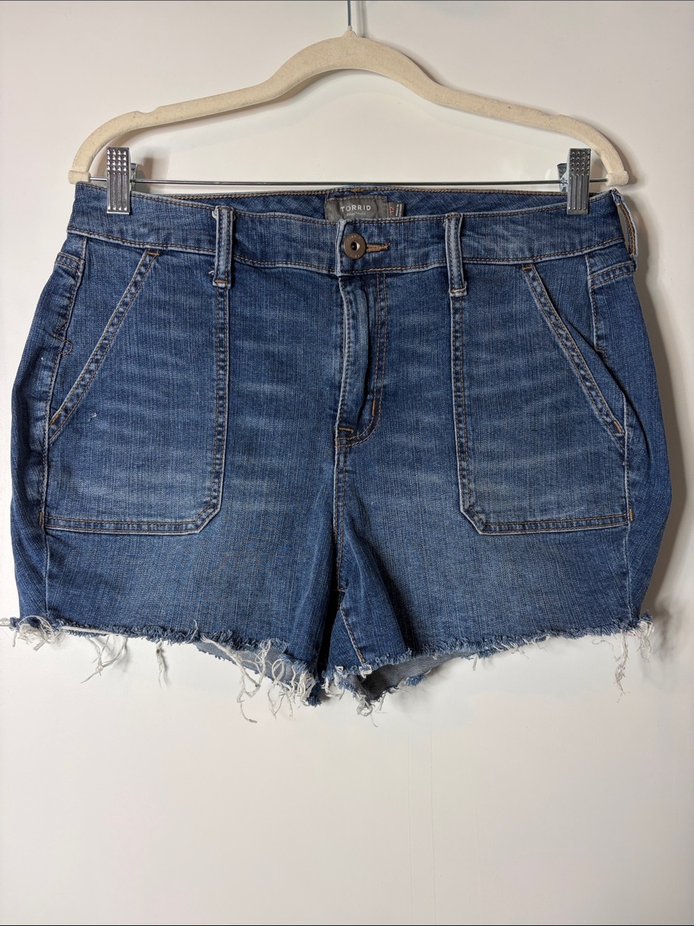 torrid Classic Blue Frayed Hem Denim Shorts